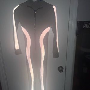 Long gray reflective jumpsuit